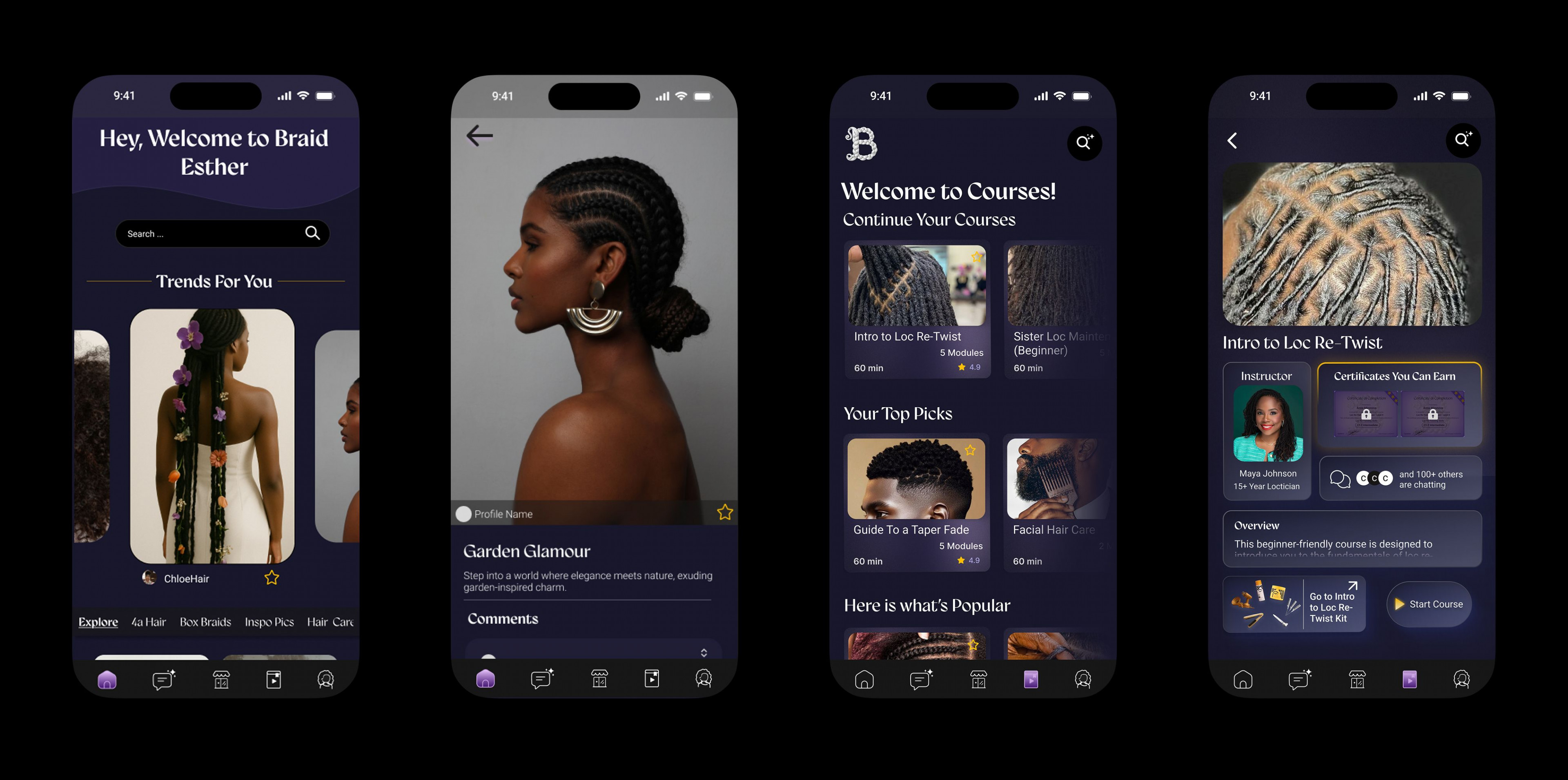 Braid — onboarding, trends, garden glamour, courses, lesson detail