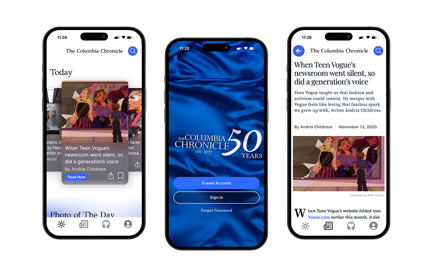 The Columbia Chronicle — mobile app mockups