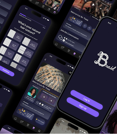 Braid app shown across angled phone mockups